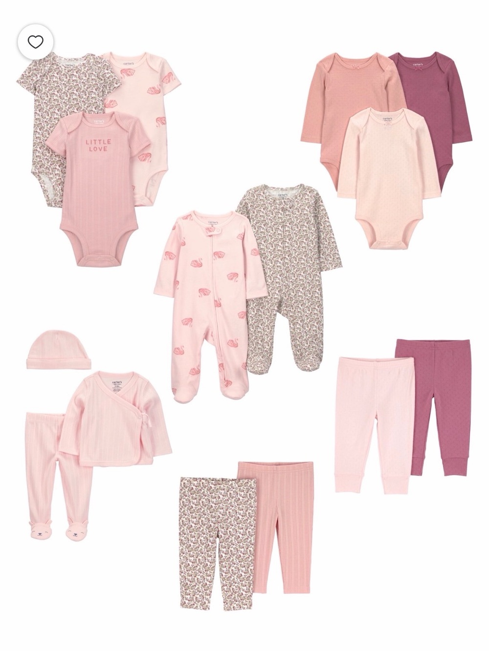 Carter's Baby Girls Pink and Mauve 14-Piece Matching Set
(Brand new with tags)